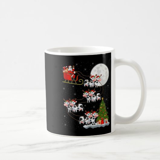 Mug Cattle Cow Santa Sleigh Flying Funny Magical Chris (Droite)