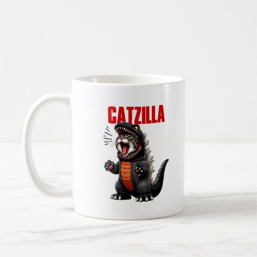 Mug Catzilla - Drôle Chat Godzilla Mashup (Gauche)