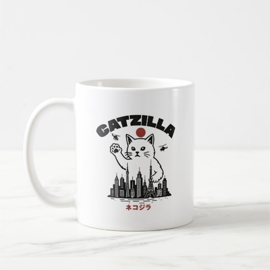 Mug Catzilla - Drôle Chat Godzilla Parodie (Gauche)