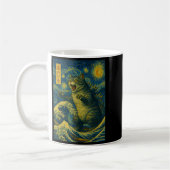 Mug Catzilla Funny Chat Japonais Art Starry Night Wave (Gauche)
