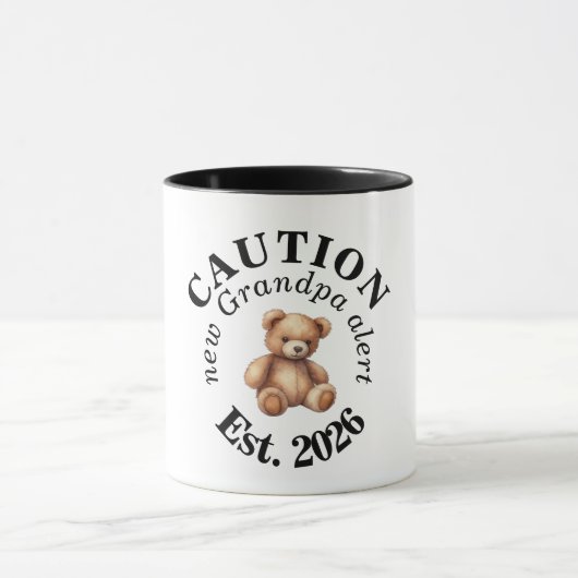 Mug CAUTION new Grandpa alert- Teddy Baby Announcement (Centre)