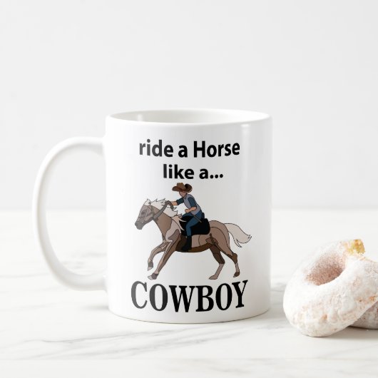 Mug Cavalier à Cheval Comme Un Cowboy (Avec donut)