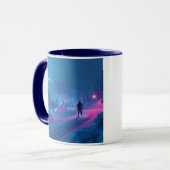Mug Cavalier Cyberpunk Hiver Néon (Devant gauche)