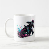 Mug Cavalier de motocross de style BD éclaboussé de bo (Gauche)