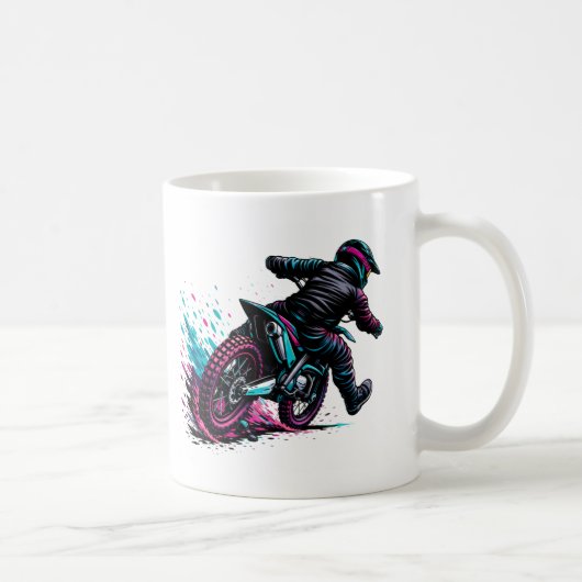 Mug Cavalier de motocross de style BD éclaboussé de bo (Droite)