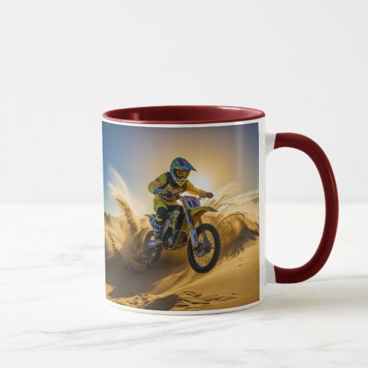Mug Cavalier de motocross roulant dans les dunes (Droite)