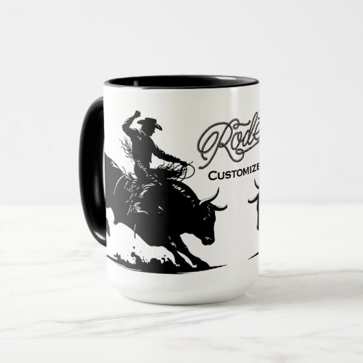 Mug Cavalier de taureau de rodéo personnalisé (Devant gauche)