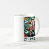 Mug Cavalier Dino Squelette – Squelette sur T-Rex Momi (Devant droit)