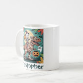 Mug Cavalier Dino Squelette – Squelette sur T-Rex Momi (Devant gauche)