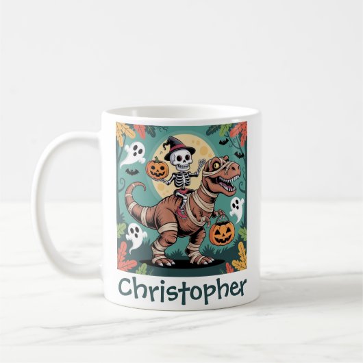 Mug Cavalier Dino Squelette – Squelette sur T-Rex Momi (Gauche)