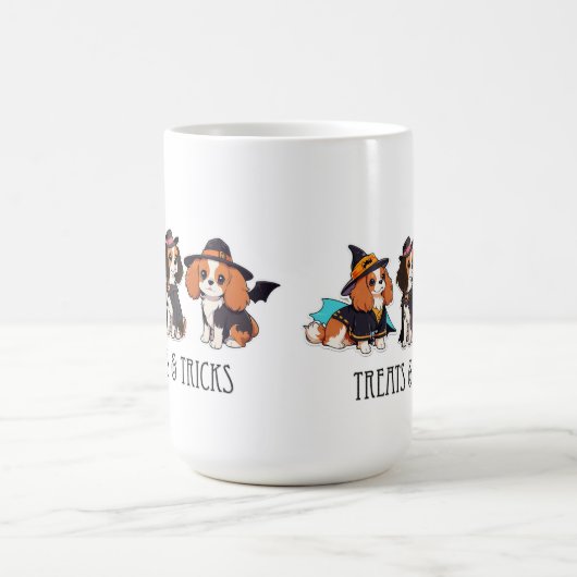 Mug Cavalier King Charles halloween traite et tricks (Centre)
