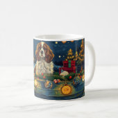 Mug Cavalier King Charles Noël Festive Voyage (Devant droit)