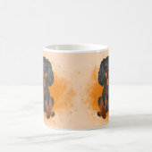 Mug Cavalier King Charles noir et feu sur fond orange (Centre)