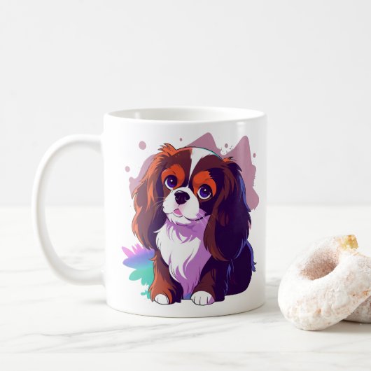 Mug Cavalier King Charles Pastel plus de Splash de cou (Avec donut)