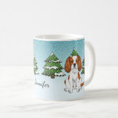 Mug Cavalier King Charles Spaniel Blenheim en Hiver (Devant droit)