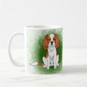 Mug Cavalier King Charles Spaniel Blenheim sur fond ve (Gauche)