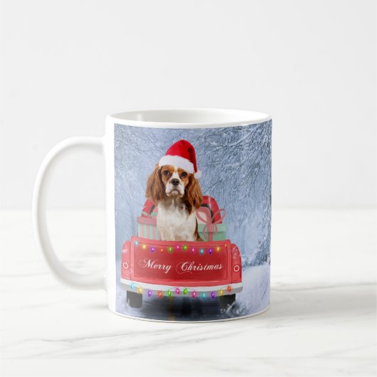 Mug Cavalier King Charles Spaniel Chien neige noël (Gauche)