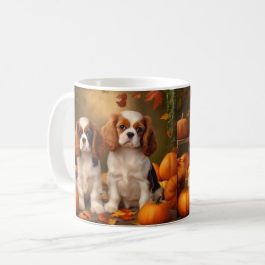 Mug Cavalier King Charles Spaniel Chiot Citrouille d'a (Devant gauche)