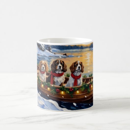 Mug Cavalier King Charles Spaniel Christmas Boat (Centre)