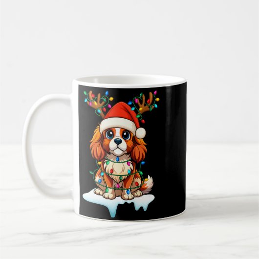 Mug Cavalier King Charles Spaniel Christmas Reindeer P (Gauche)