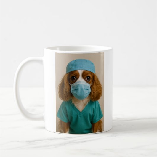 Mug Cavalier King Charles Spaniel en tenue de bloc opé (Gauche)