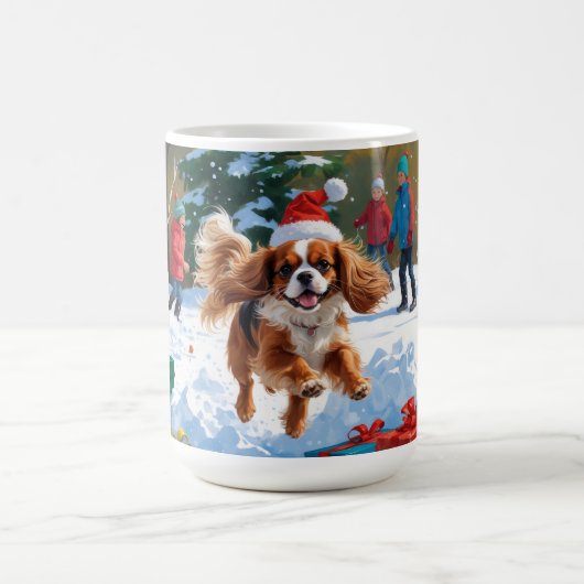 Mug Cavalier King Charles Spaniel Neige avec Noël (Centre)