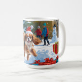 Mug Cavalier King Charles Spaniel Neige avec Noël (Devant droit)