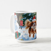 Mug Cavalier King Charles Spaniel Neige avec Noël (Devant gauche)