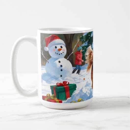 Mug Cavalier King Charles Spaniel Neige avec Noël (Gauche)
