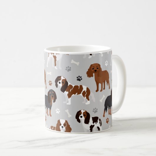 Mug Cavalier King Charles Spaniel Paws and Bones (Devant droit)