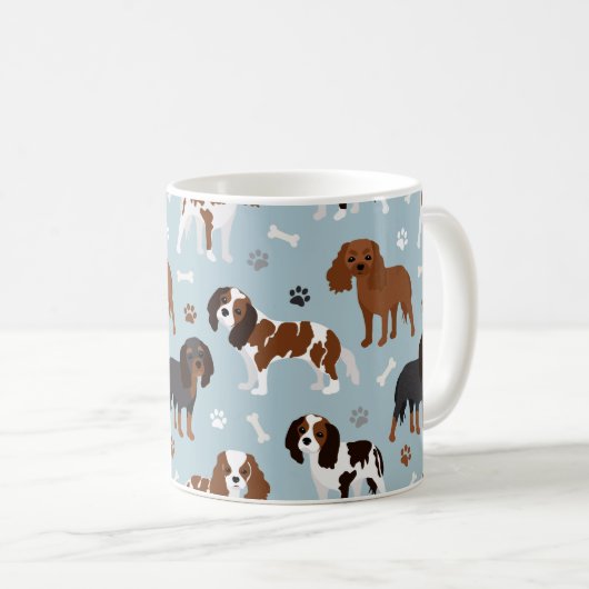 Mug Cavalier King Charles Spaniel Paws and Bones (Devant droit)