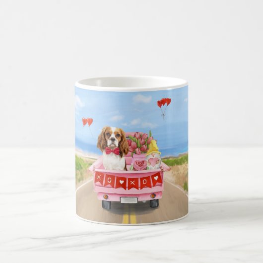 Mug Cavalier King Chien Camion de la Saint-Valentin Cœ (Centre)