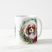 Mug Cavalier King Christmas Wreath Festive Pup (Devant droit)
