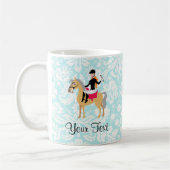 Mug Cavalier turquoise de damassé (Gauche)