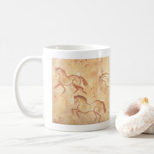 Mug Cave Drawing Painting of Horses (Avec donut)