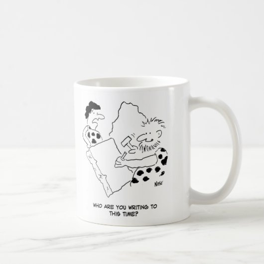 Mug Caveman Ecrire une lettre caricature (Droite)