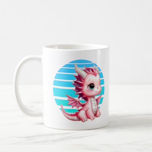 Mug Ce design présente un dragon rose mignon avec un g (Gauche)