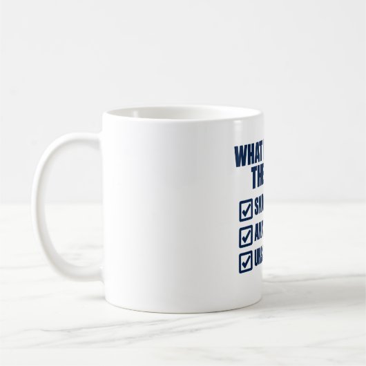Mug Ce que j'apporte à la table Snacks Anxiété Faits (Gauche)