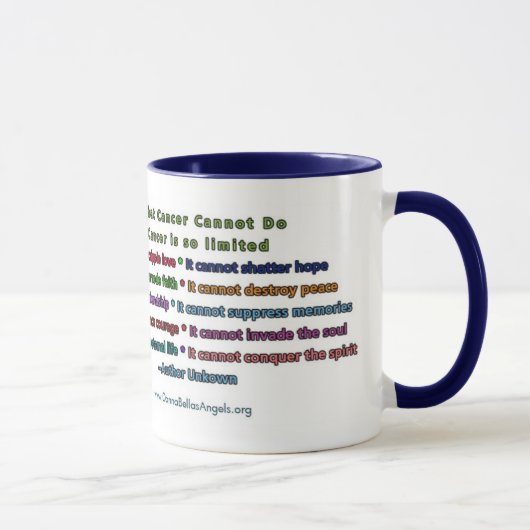 Mug Ce que le cancer ne peut pas faire (texte bleu et  (Droite)