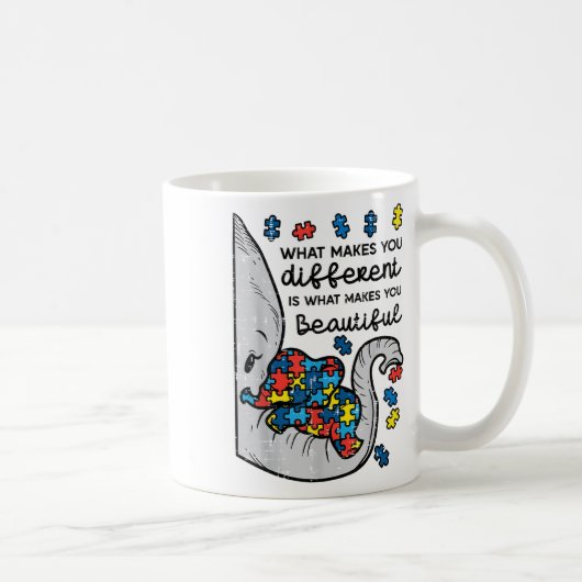 Mug Ce qui vous rend différents beaux éléphants Autism (Droite)