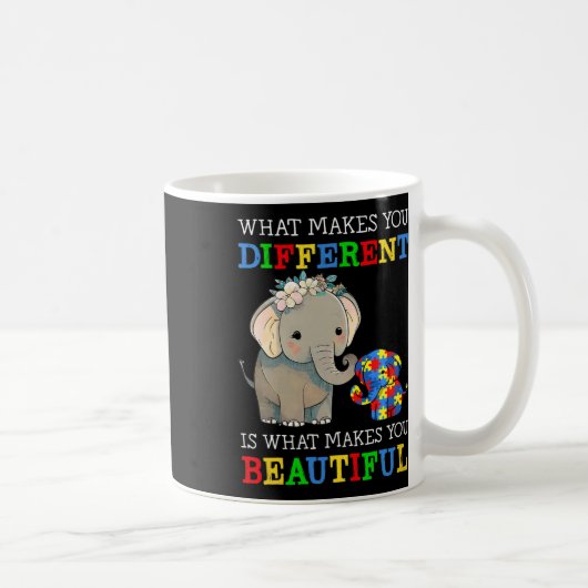 Mug Ce qui vous rend différents Elephant Maman Autisme (Droite)