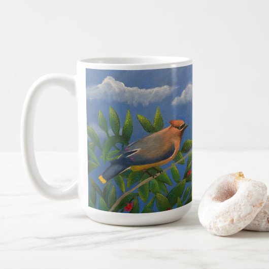 Mug Cedar Waxwing bird (Avec donut)