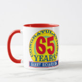 Mug Célébration de 65 ans avec nom (Gauche)