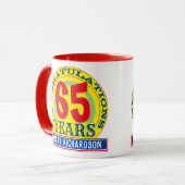 Mug Célébration de 65 ans avec nom (Devant gauche)