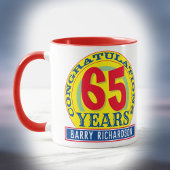 Mug Célébration de 65 ans avec nom