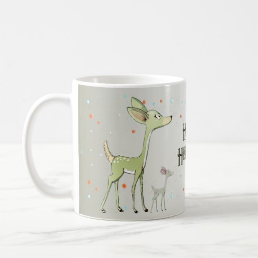 Mug Célébration de Noël Cerfs Verts Vacances Mignon (Gauche)