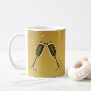 Mug Célébration des Lunettes de Champagne sur l'or