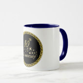 Mug Célébration d'or et d'anniversaire de noir (Devant droit)