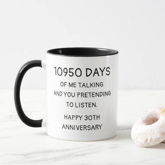 Mug Célébration drôle de 30 ans de mariage (Avec donut)