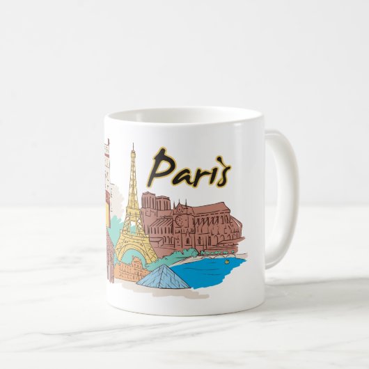 Mug Célèbre ville de Paris France (Devant droit)